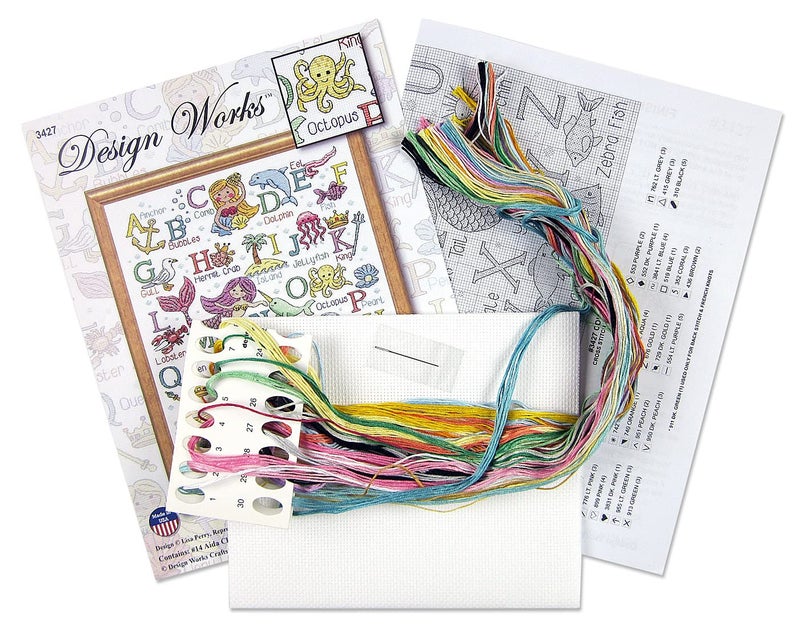Design Works Crafts, Mermaid ABC Counted Cross Stitch Kit - Image 3